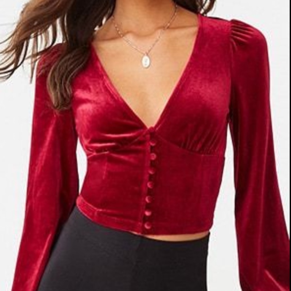House of Harlow 1960 open back red velvet crop top